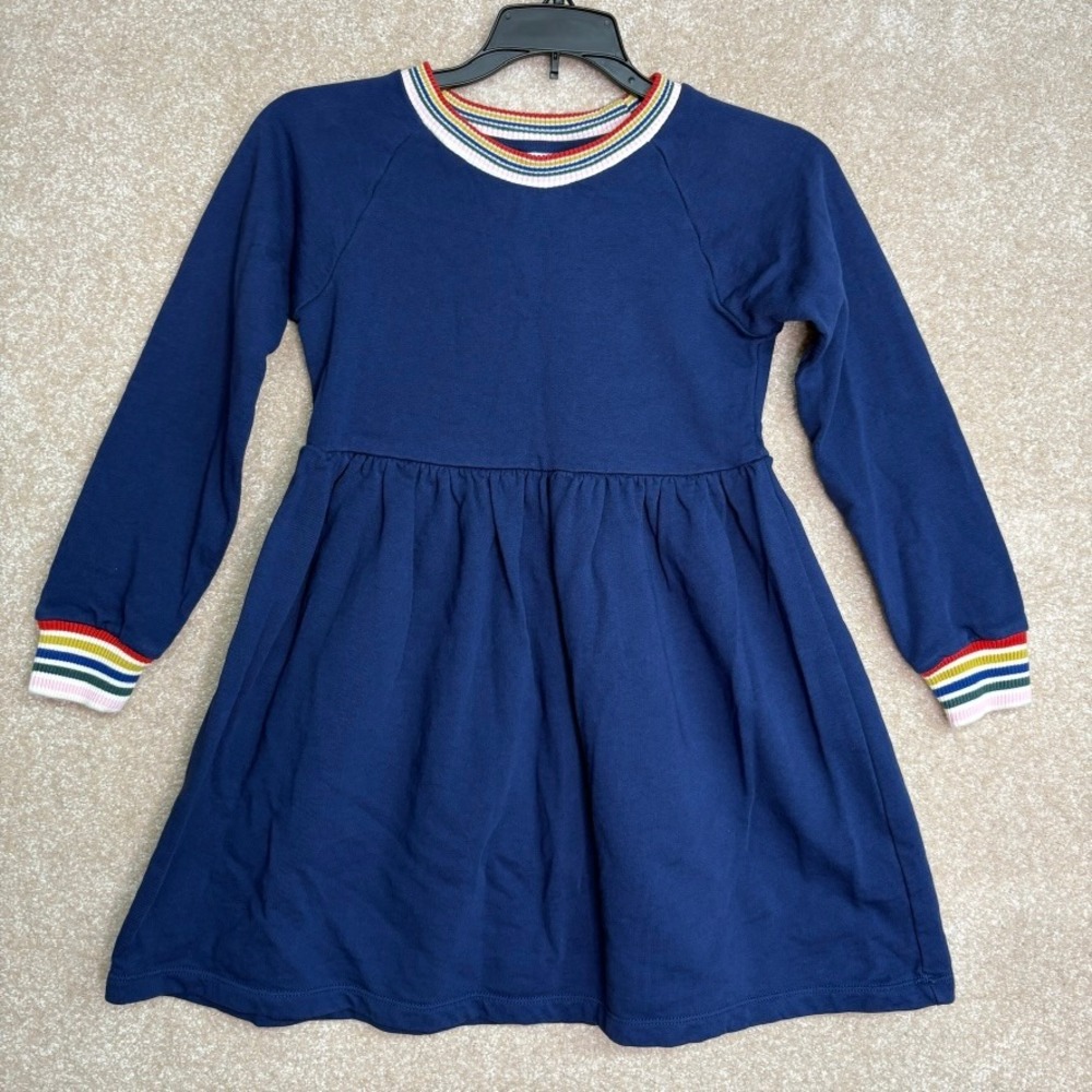 Hanna Andersson Long Sleeve Dress Girls Size 8 130cm Cotton‎ Rainbow